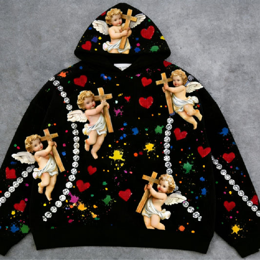 Hooded Mens Little Angel Print Sweatshirt